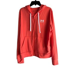 Under Armour Womens Hoodie Size S Coral Full Zip Lightweight Loose Fit